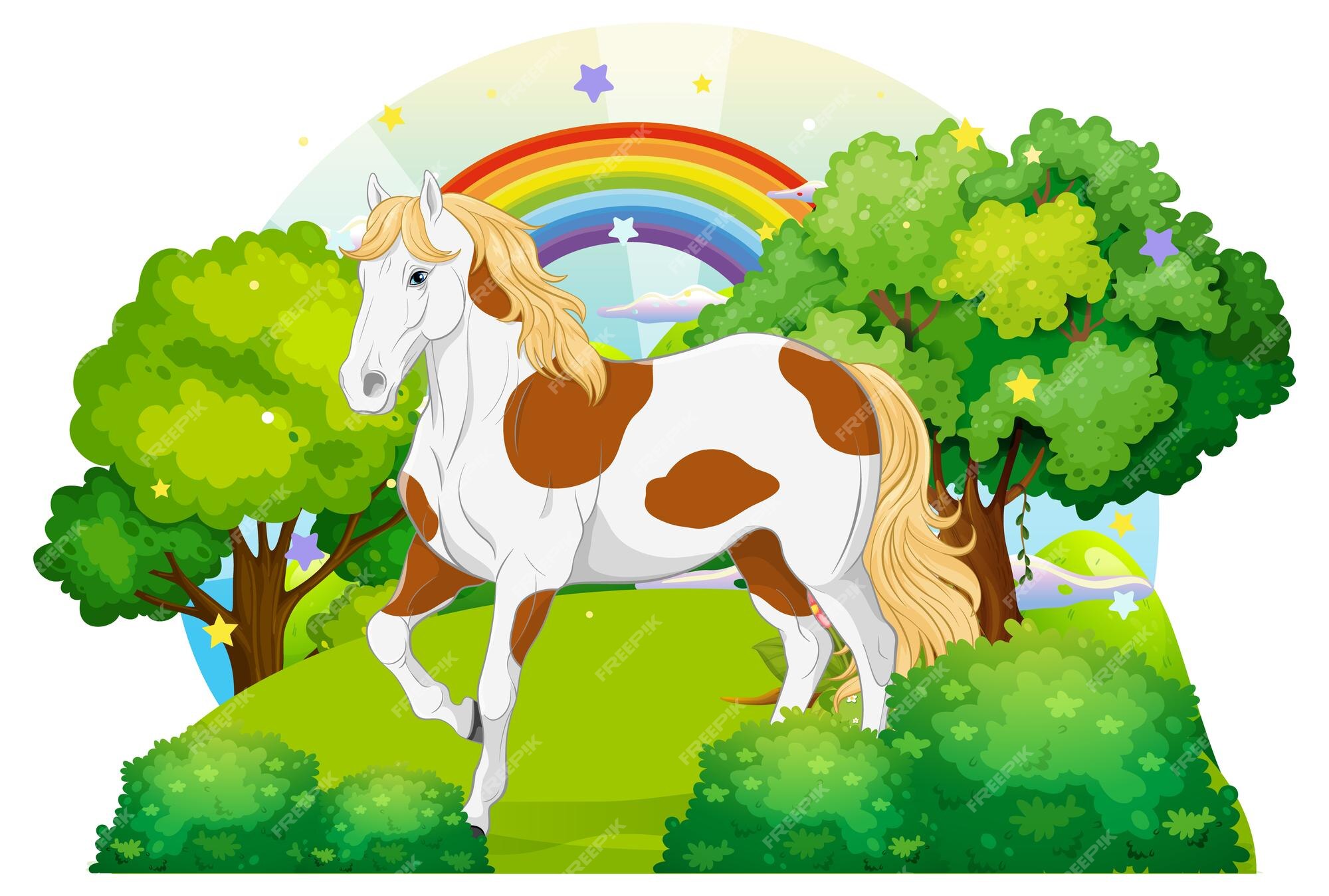 Um Desenho Animado De Paisagem Doméstica De Cavalo Sorridente E Pulando  Vetor PNG , Doméstico, Paisagem, Desenho Animado Imagem PNG e Vetor Para  Download Gratuito