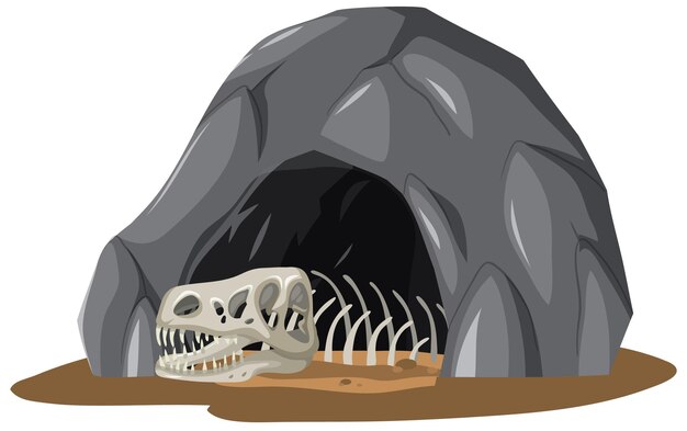Caverna de pedra com fósseis