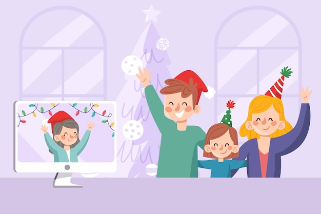 Vetor grátis celebração de natal online