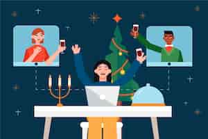 Vetor grátis celebração de natal online