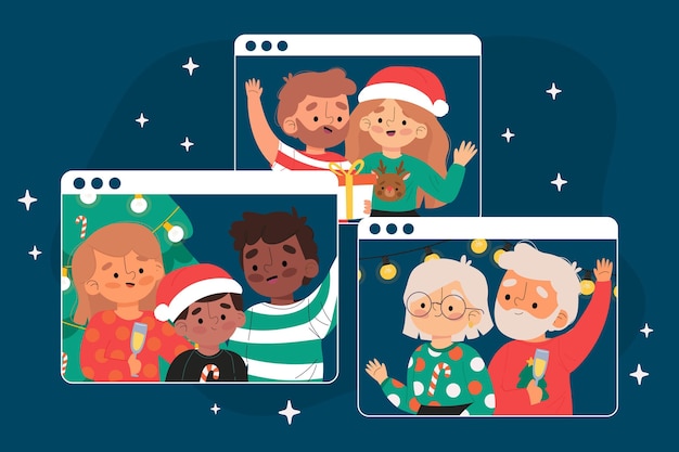 Vetor grátis celebração de natal online