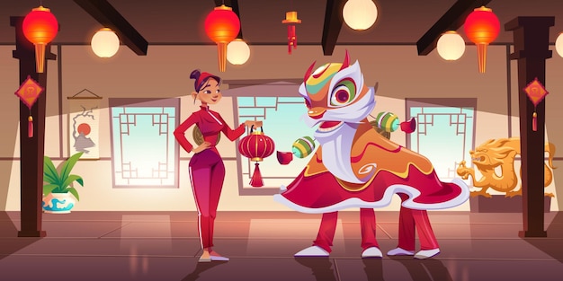 Vetor grátis celebração do ano novo chinês, personagens da china