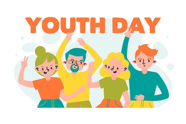 Celebração do dia da juventude mão estilo desenhado