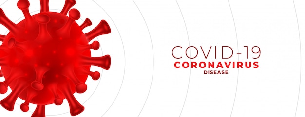 Célula vermelha do coronavírus Covid-19 com espaço de texto