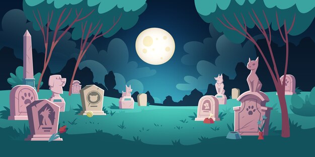 Cemitério de animais com sepulturas e lápides