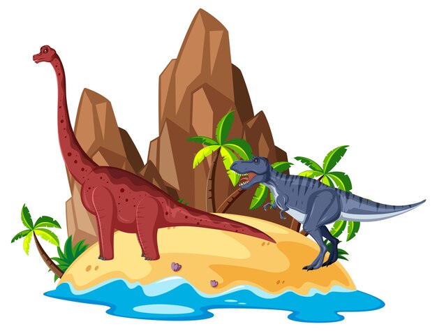 Cena com dinossauros na ilha