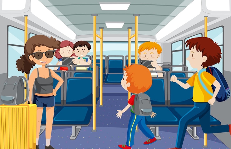 Vetor grátis cena com muitas pessoas usando transporte público