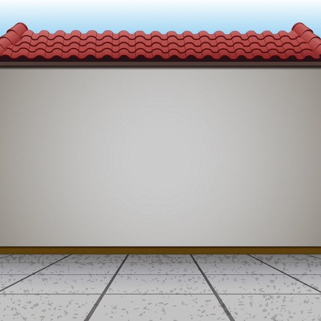 Vetor grátis cena com parede e telhado vermelho