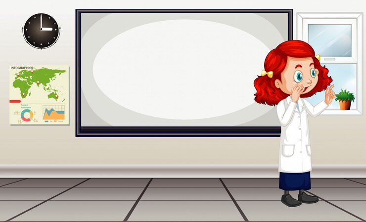 Vetor grátis cena da sala de aula com o professor de ciências pelo conselho