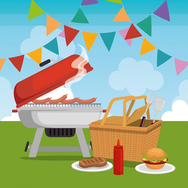 cena de celebração de festa de piquenique