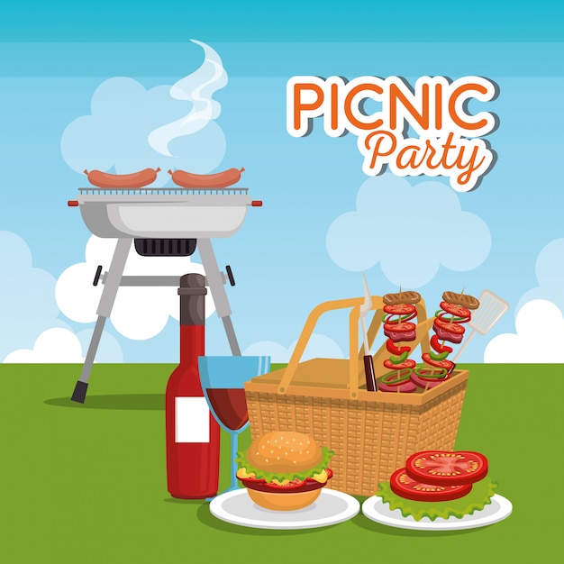 cena de celebração de festa de piquenique