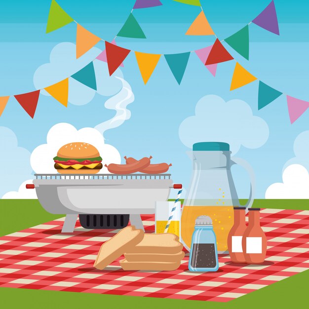 cena de celebração de festa de piquenique