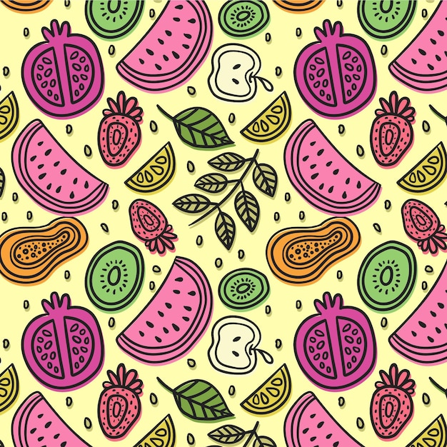 Cenário colorido de frutas padrão
