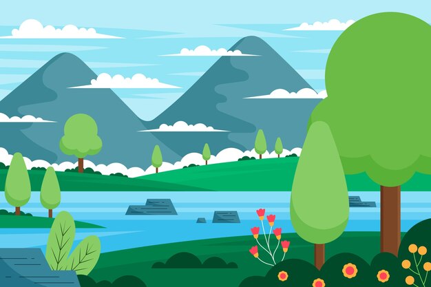 Cenário de lago plano
