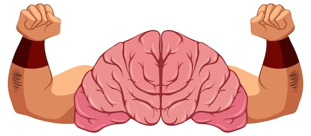 Cérebro com vetor de braços fortes