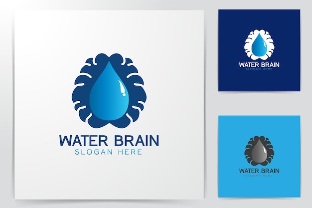 Cérebro e logotipo de gota de água inspiração de projetos isolados no fundo branco