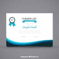 Vetor grátis certificado da realização com elementos azuis