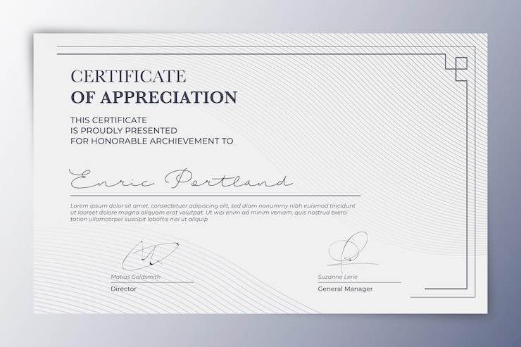 Vetor grátis certificado de apreciação elegante