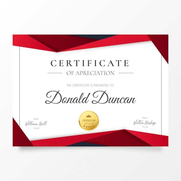 Certificado de Apreciação Moderno com Formas Papercut Vermelhas