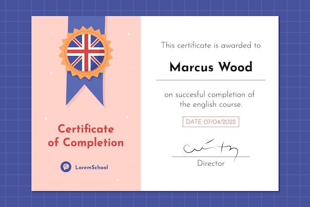 Certificado de escola de inglês online