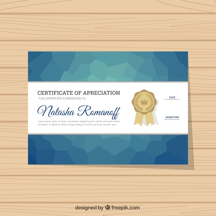 Vetor grátis certificado de excelência com formas geométricas