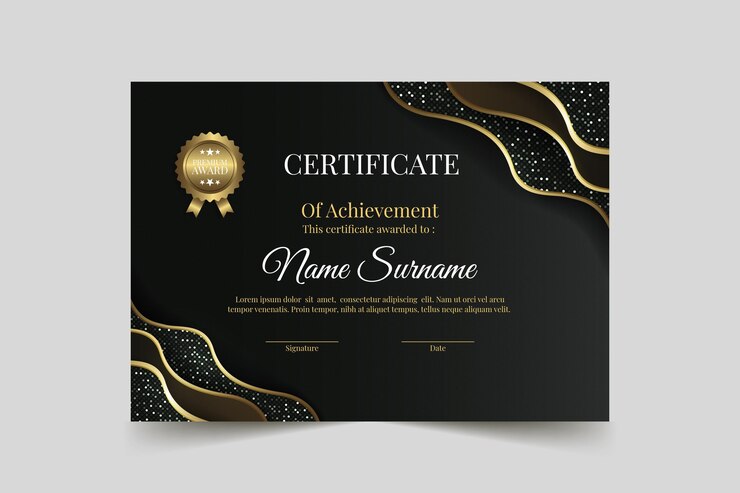Vetor grátis certificado de luxo dourado realista
