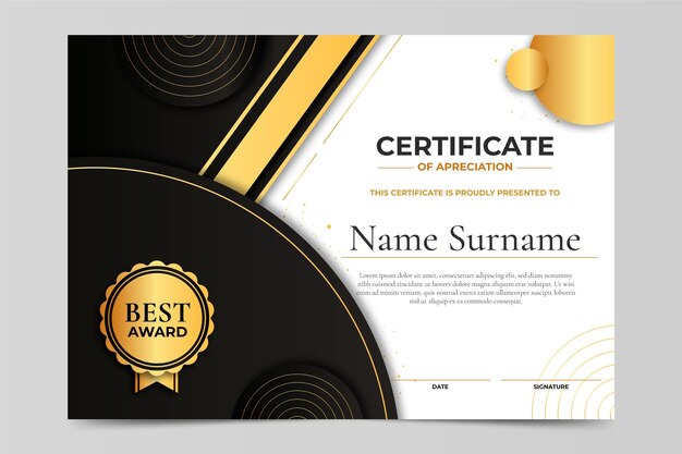 Certificado de luxo dourado