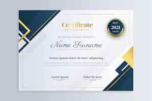 Vetor grátis certificado de luxo gradiente dourado