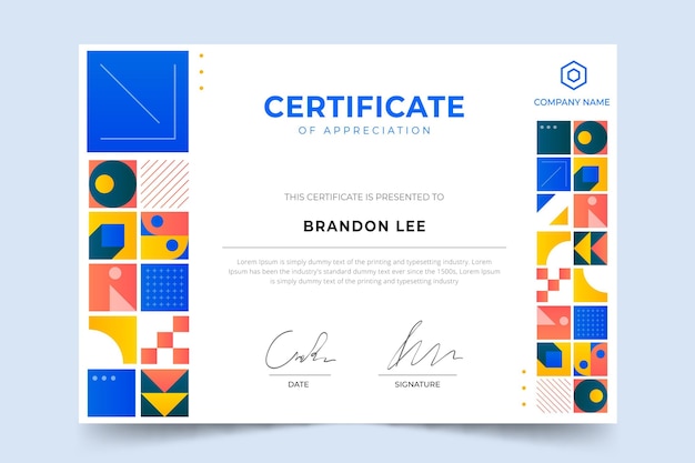 Certificado de mosaico gradiente