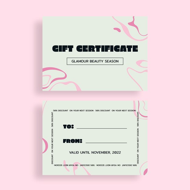 Certificado de presente de salão de beleza de glamour criativo