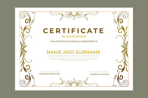 Certificado de realização luxuoso