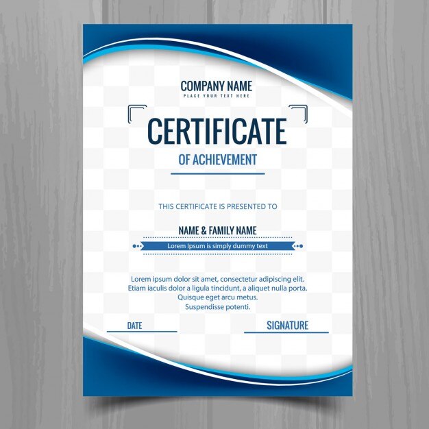 certificado ondulado azul