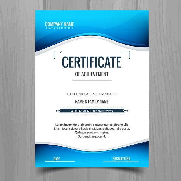 certificado ondulado azul