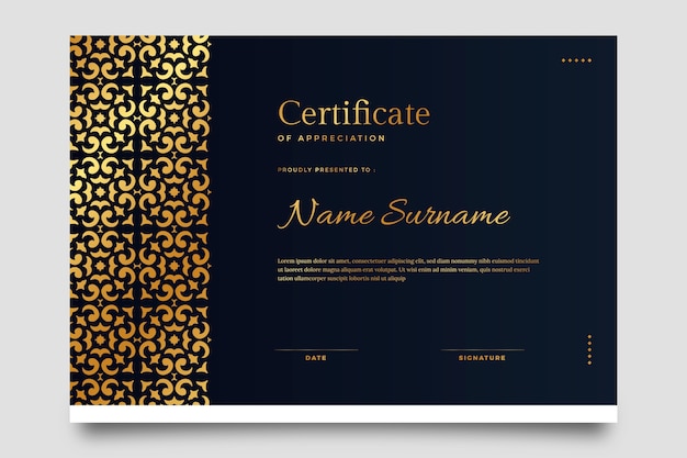 Certificado ornamental gradiente