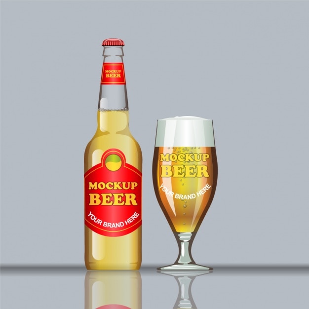 Vetor grátis cerveja com etiqueta vermelha