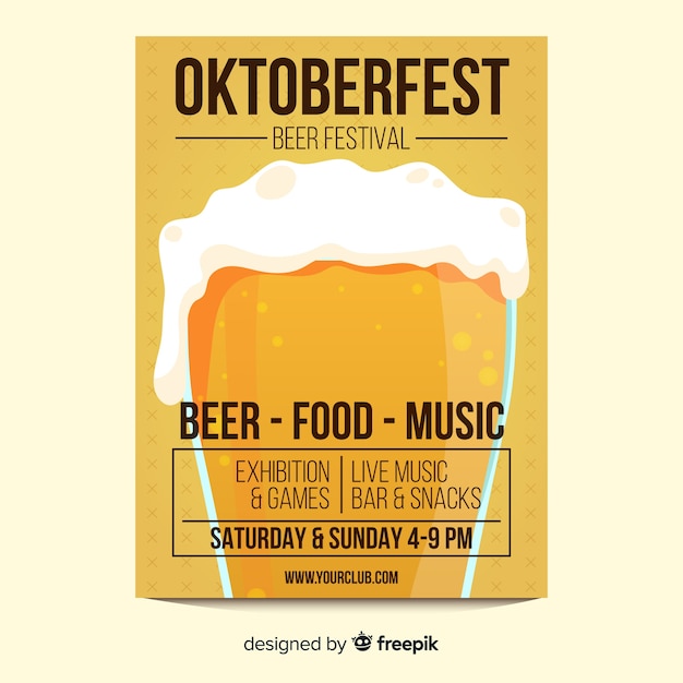 Cerveja de vidro oktoberfest modelo de cartaz