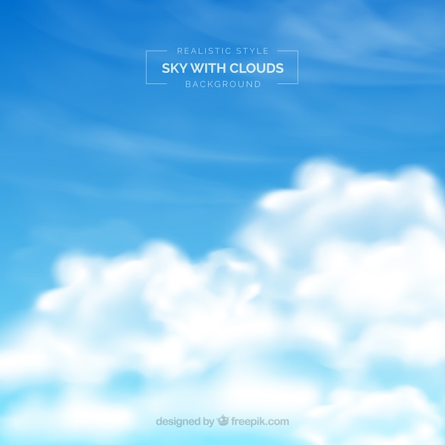Vetor grátis céu, com, nuvens, fundo, em, realístico, estilo
