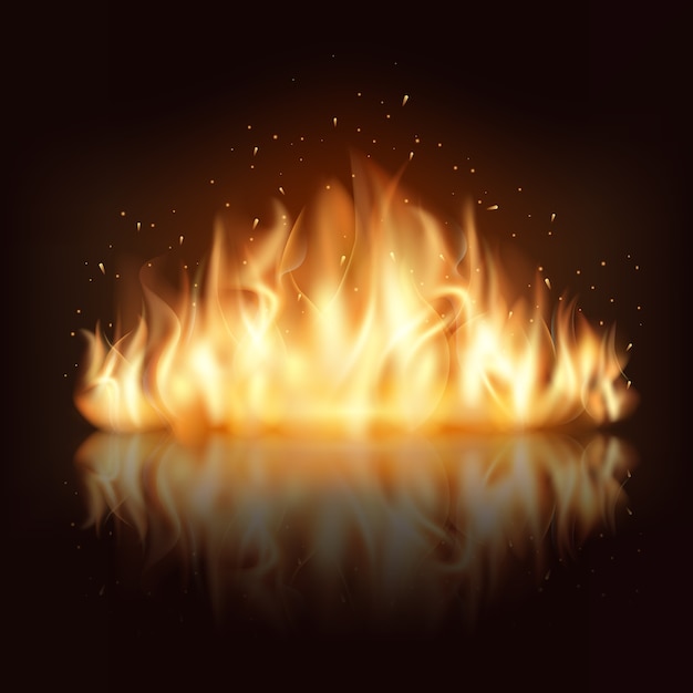 Chama de fogo ardente. Burn and hot, warm and heat, energia inflamável, ilustração vetorial flamejante
