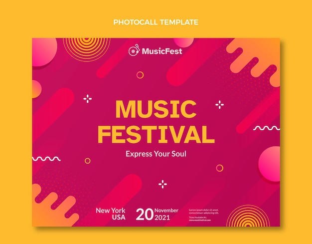 Vetor grátis chamada fotográfica do festival de música em meio-tom gradiente