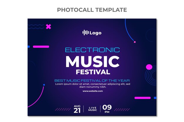 Chamada fotográfica do festival de música em meio-tom gradiente