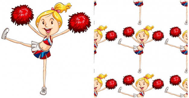 Cheerleader seamless pattern isolated on white