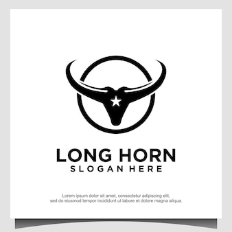 Chifre, country western bull gado vintage label design de logotipo