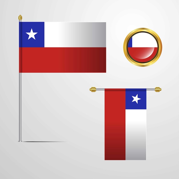 Chile, acenando com design de bandeira com vetor distintivo