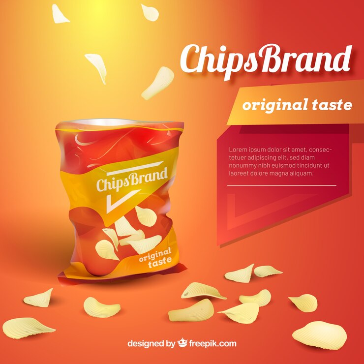 Vetor grátis chips advetisement em estilo realista