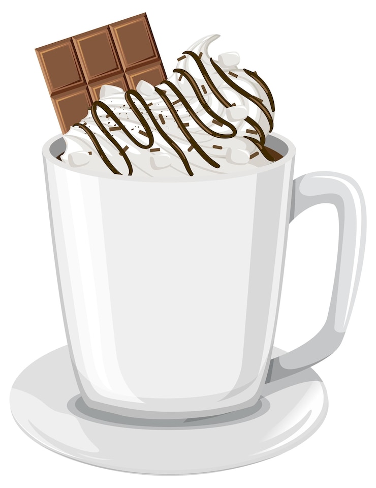 Vetor grátis chocolate quente com chantilly