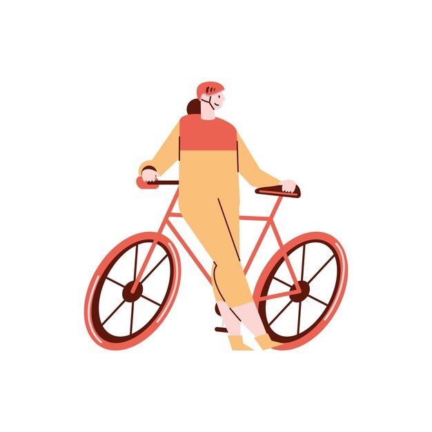 Ciclista feminina com bicicleta