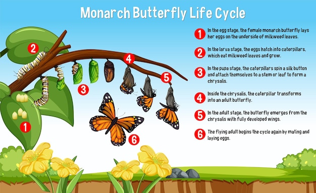 Ciclo de vida da borboleta monarca