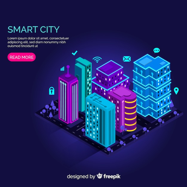 Vetor grátis cidade inteligente isométrica