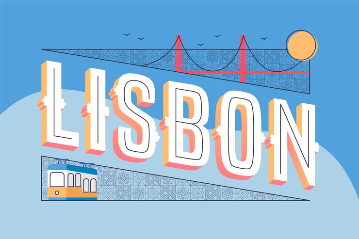 Vetor grátis cidade letras conceito de lisboa