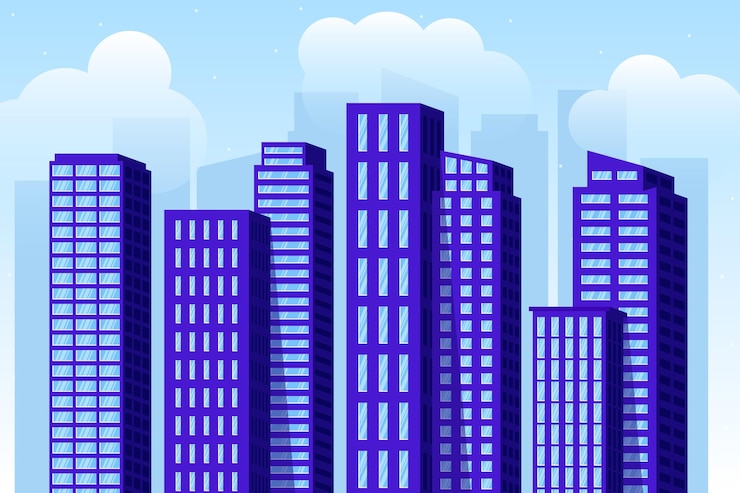Vetor grátis cidade urbana - cenário para videoconferência